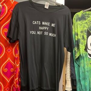 Black Graphic T-Shirt with Cat Quote